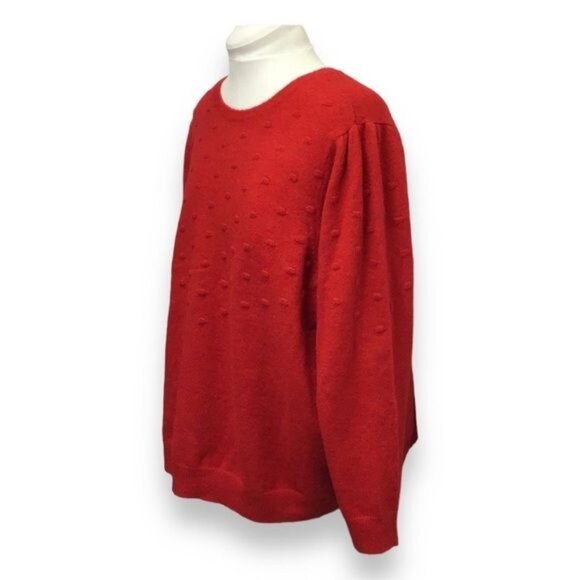 Croft & Barrow® Women’s Plus Puff-Sleeve Bobble Sweater, Red, size 3X - Picture 3 of 8